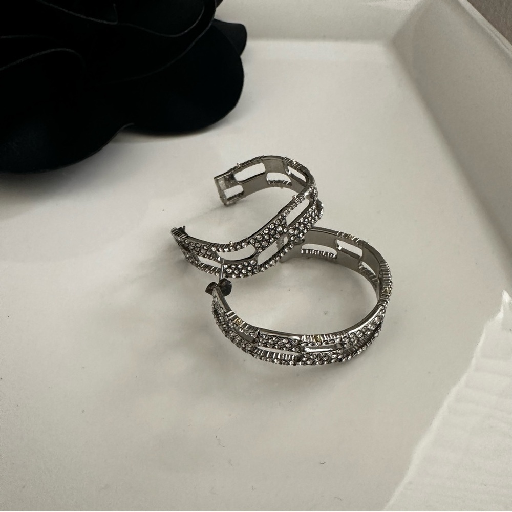 Alexis Bittar Pave Checkerboard Hoop Earrings - Picture 6 of 11